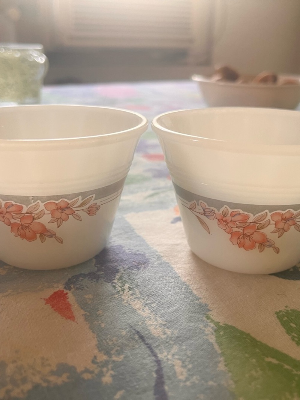 Vintage Floral Milk Glass Bowls - Set of 2